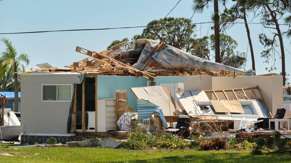 What happens to the debris after a mobile home is demolished