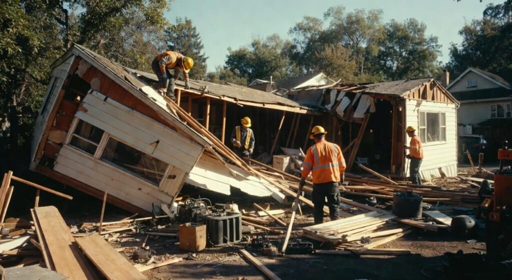 collapsed mobile home roof removal washington