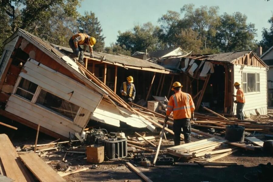collapsed mobile home roof removal washington